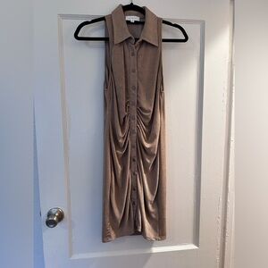Brown Sleeveless Collared Dresss